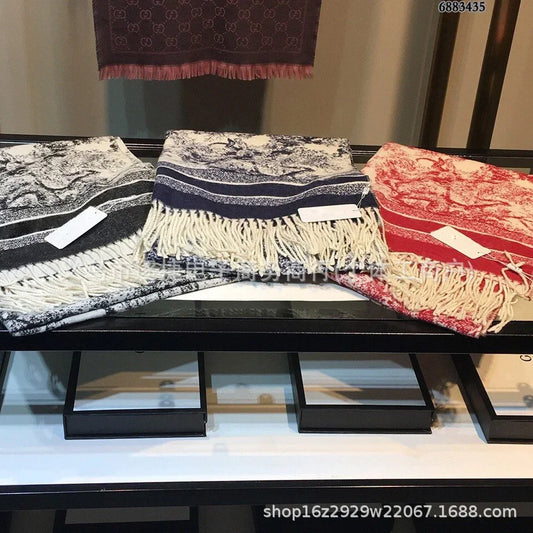 Automne hiver nouveau Style grande célébrité bébé Yang Ying peinture à l'encre animale gland femmes écharpe châle chaleur été chine